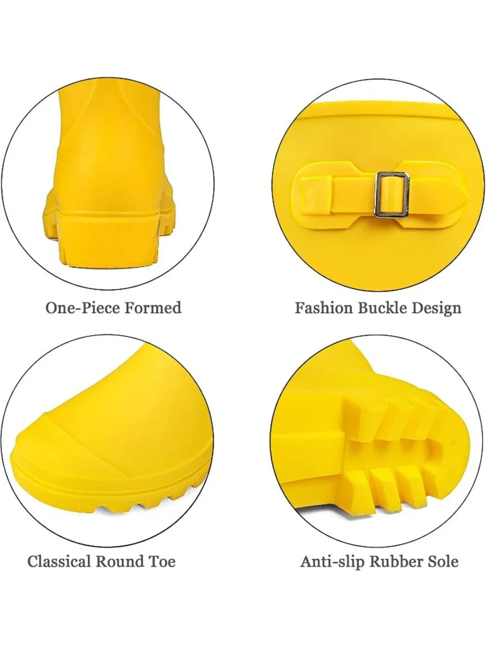 Women's Matte Yellow Tall Waterproof Rain Boots Rubber Wide Calf Garden Boots